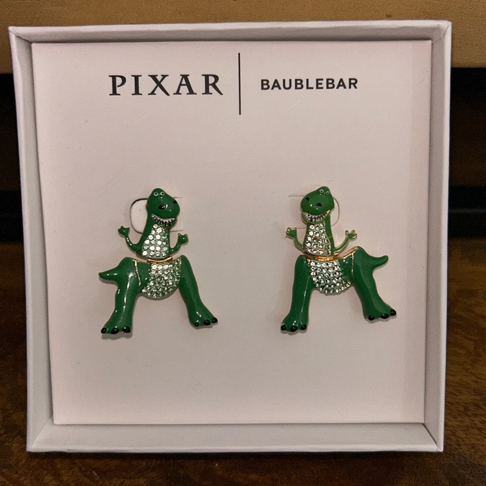 Pixar baublebar T-Rex earrings